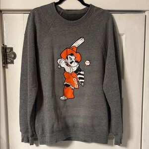 Gray Men’s Sweatshirt with Orange Graphic Batter